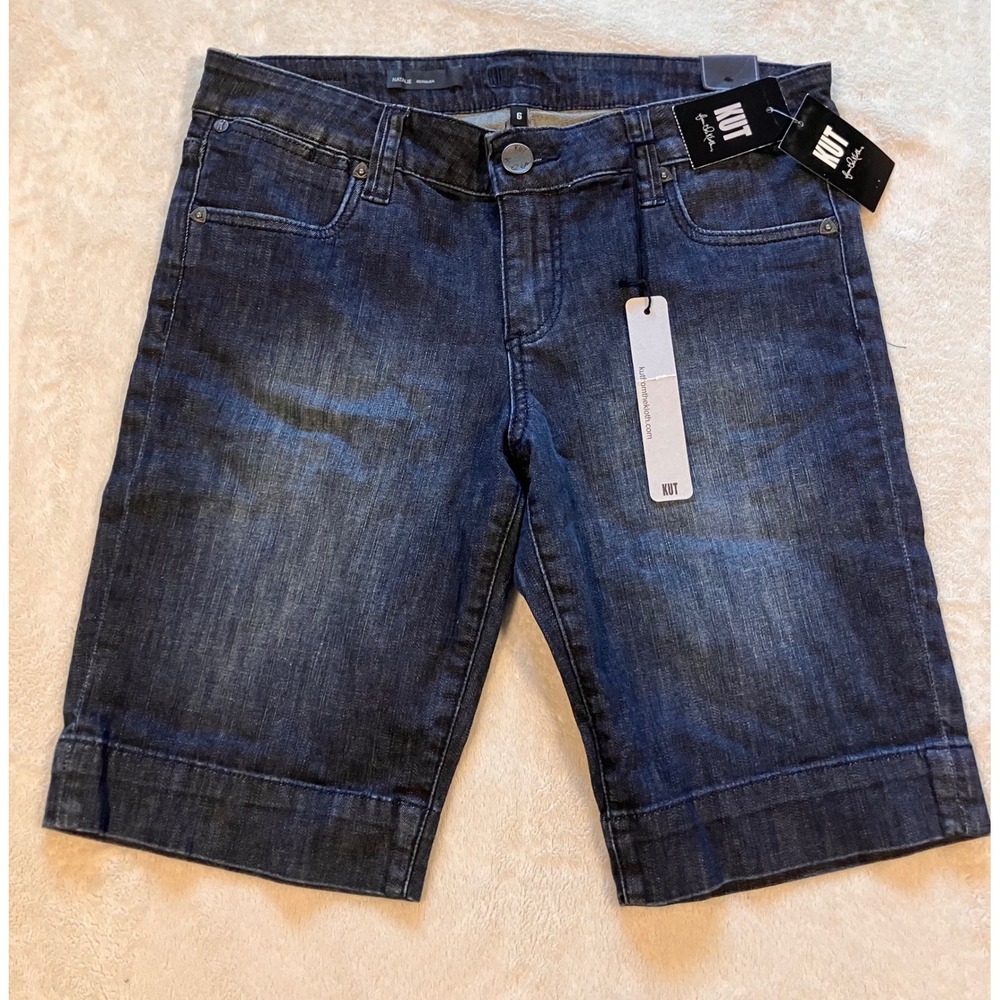 KUT from the Kloth Natalie Bermuda Shorts Womens 6 Blue Denim Dark Wash Stretch